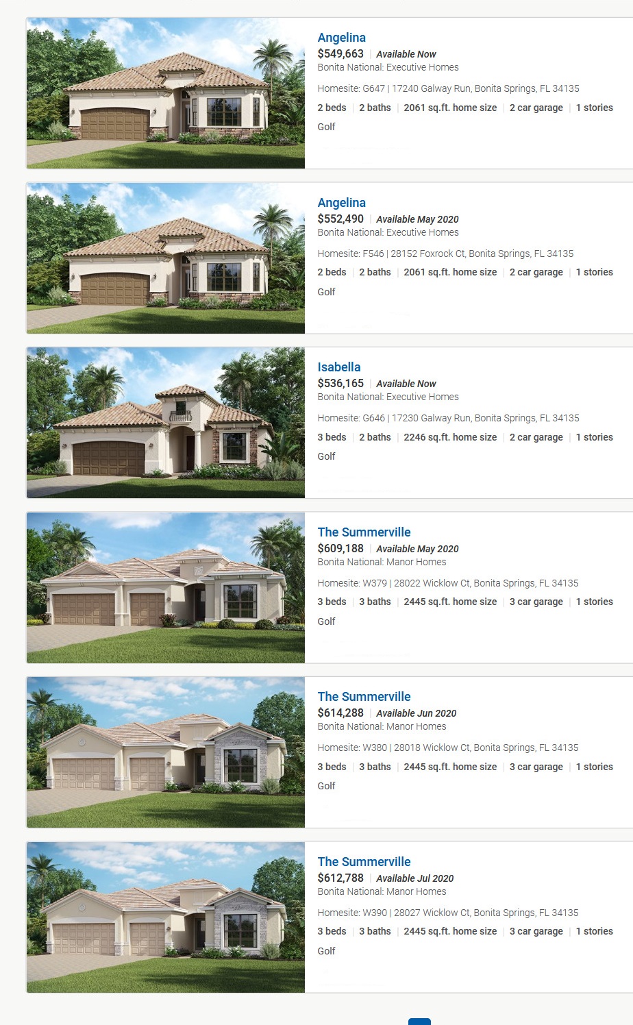 BONITA NATIONAL GOLF AND COUNTRY CLUB Bonita Springs Florida 2020-03-15 BONITA NATIONAL NEW HOME COMMUNITY - BONITA SPRINGS, FLORIDA INVENTORY  HOMES...